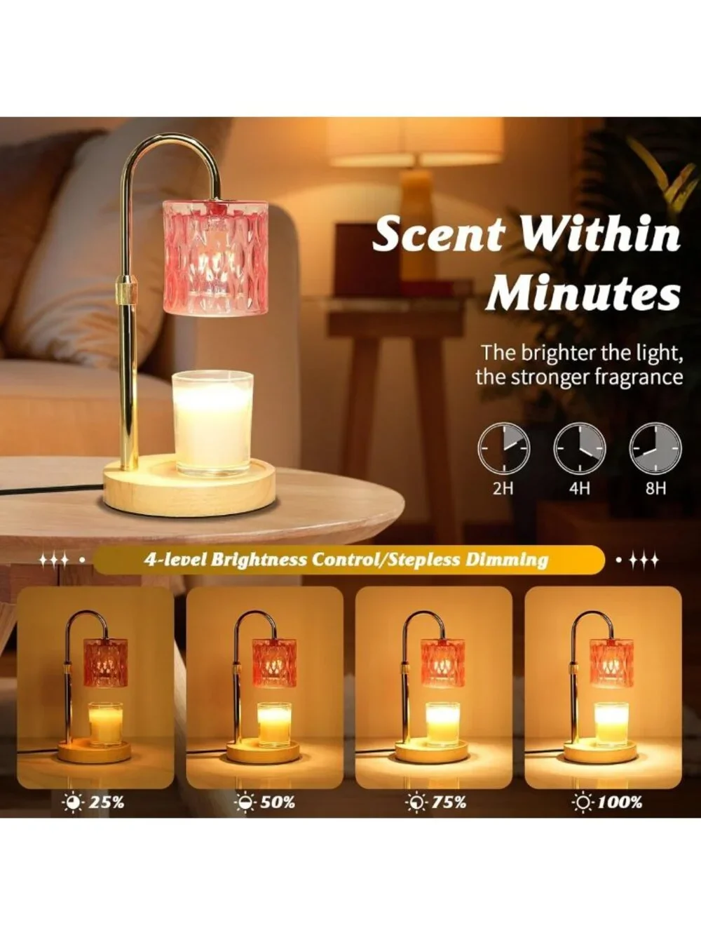 Stylish Pink Candle Warmer Lamp with Timer - Perfect Birthday Gift & Home Decor